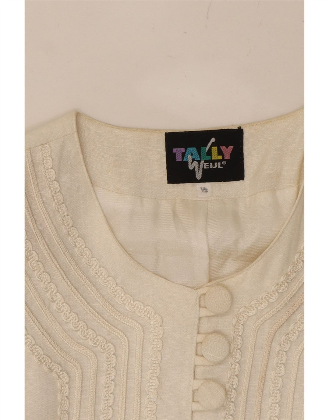 TALLY WEIJL Womens Blazer Jacket UK 14 Medium Off White Vintage Tally Weijl and Second-Hand Tally Weijl from Messina Hembry 