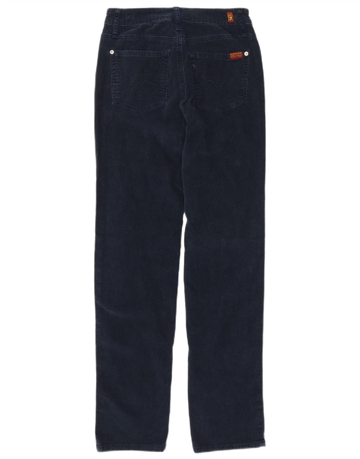 7 FOR ALL MANKIND Pantaloni drepti din velur pentru femei W26 L29 bleumarin