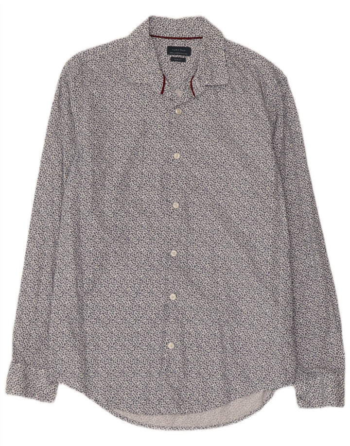 Cămașă pentru bărbați Zara Slim Fit Bumbac Floral Albastru Mediu