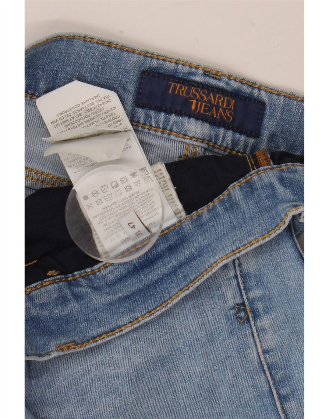 Trussardi blugi subțiri pentru femei W31 L32 poliester albastru