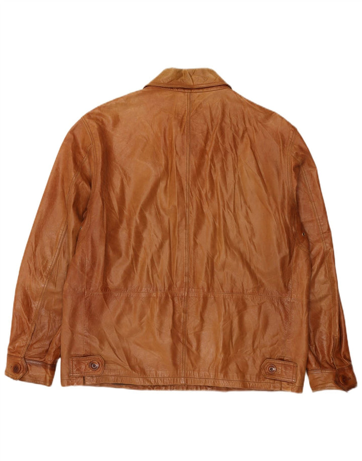 Jachetă din piele de bază Vittorio Forti pentru bărbați IT 50 din piele maro mare