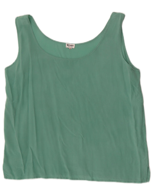 Vintage Womens Sleeveless Blouse Top IT 44 Medium Green Silk