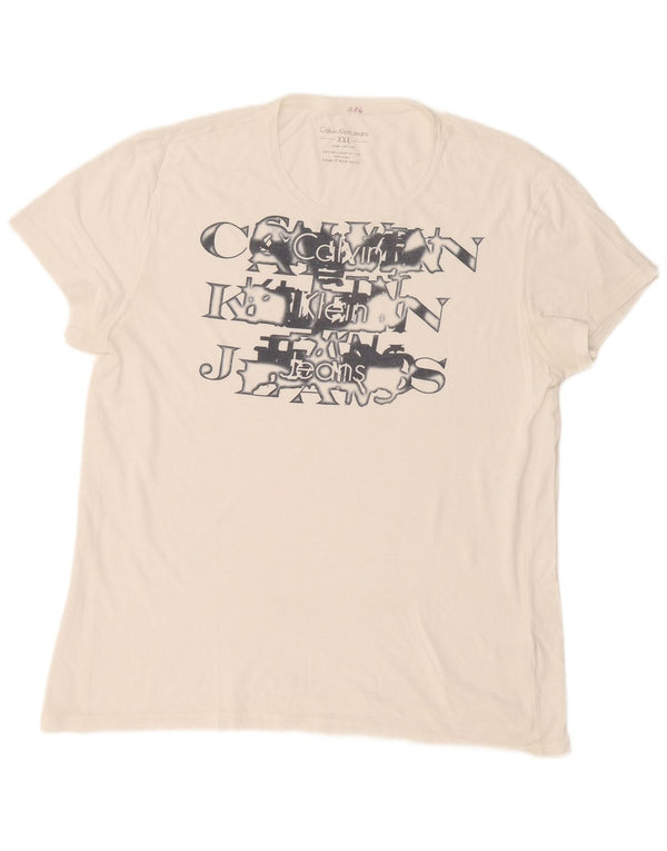 Tricou grafic pentru bărbați Calvin Klein Jeans Top 2XL Bumbac alb