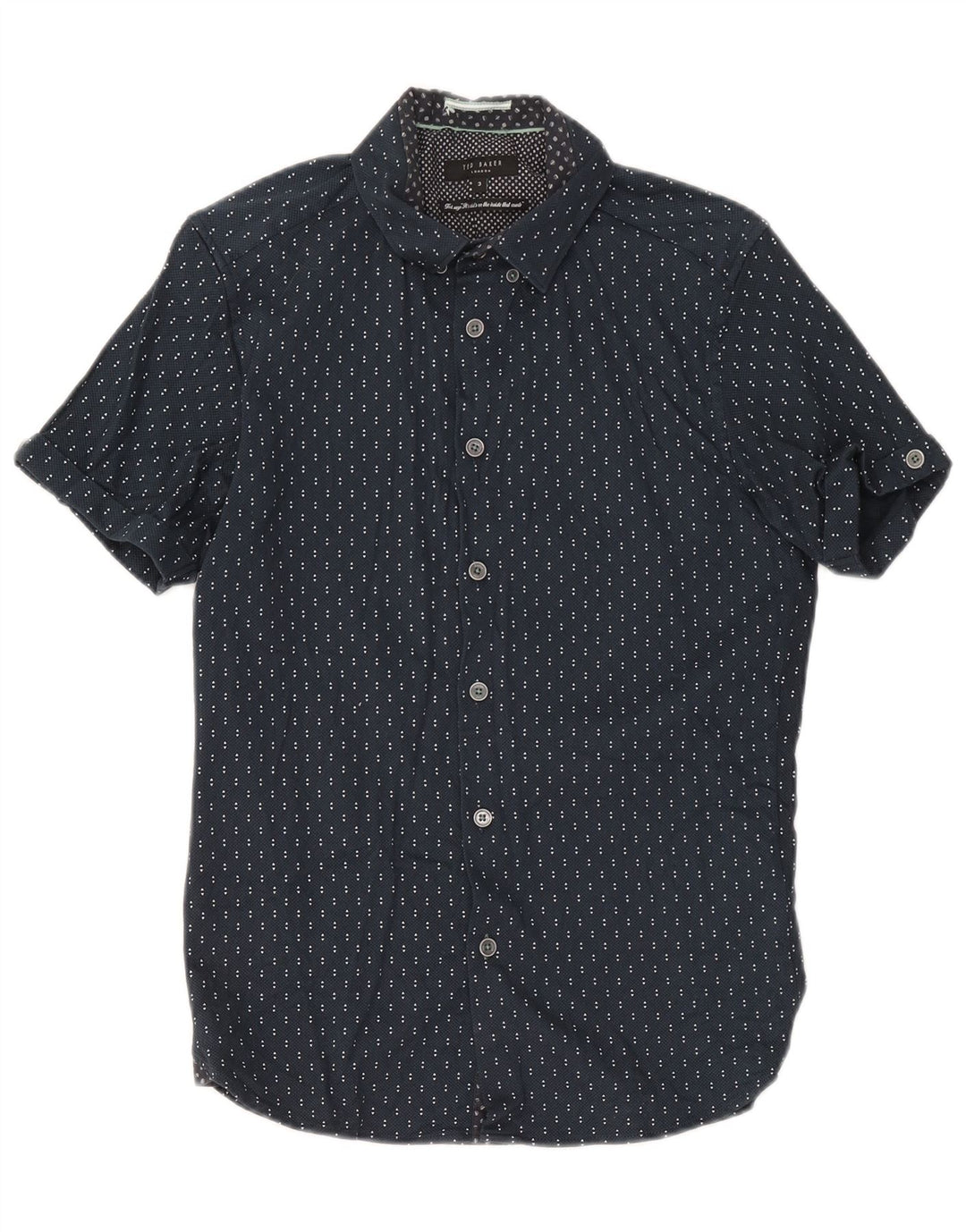 Cămașă cu mânecă scurtă pentru bărbați Ted Baker, mărime 3, medie, bumbac geometric albastru