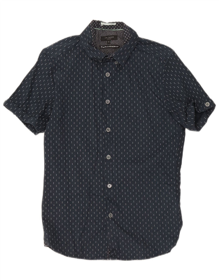 Cămașă cu mânecă scurtă pentru bărbați Ted Baker, mărime 3, medie, bumbac geometric albastru