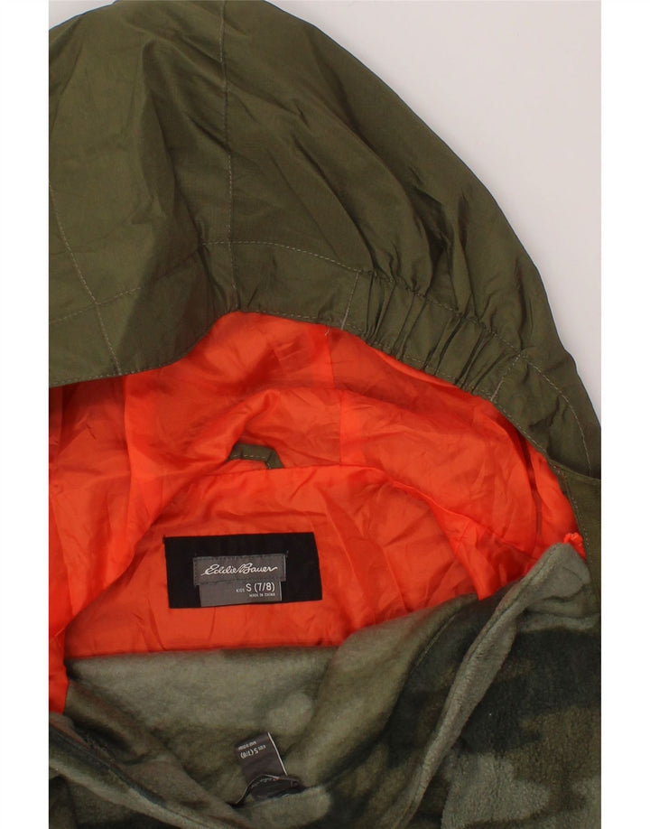 EDDIE BAUER Boys Hooded Rain Jacket 7-8 Years Small  Green Colourblock Vintage Eddie Bauer and Second-Hand Eddie Bauer from Messina Hembry 