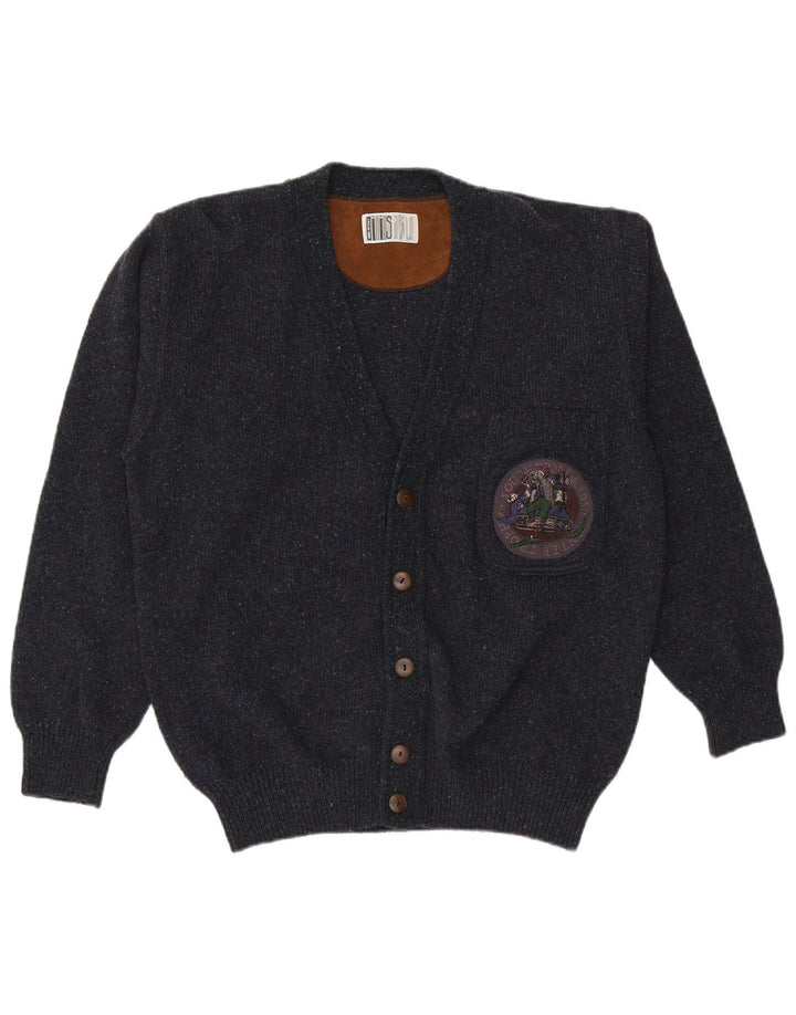 Pulover Cardigan Vintage pentru Barbati IT 50 Mediu Lână Bleumarin