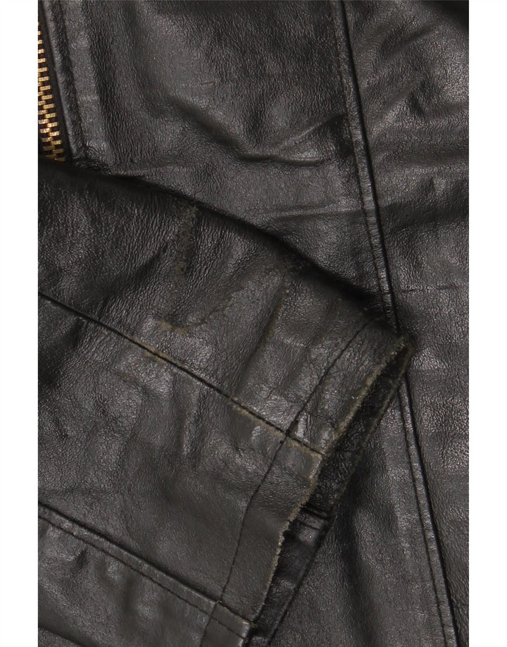 Jachetă de piele vintage pentru femei UK 18 XL din piele neagră