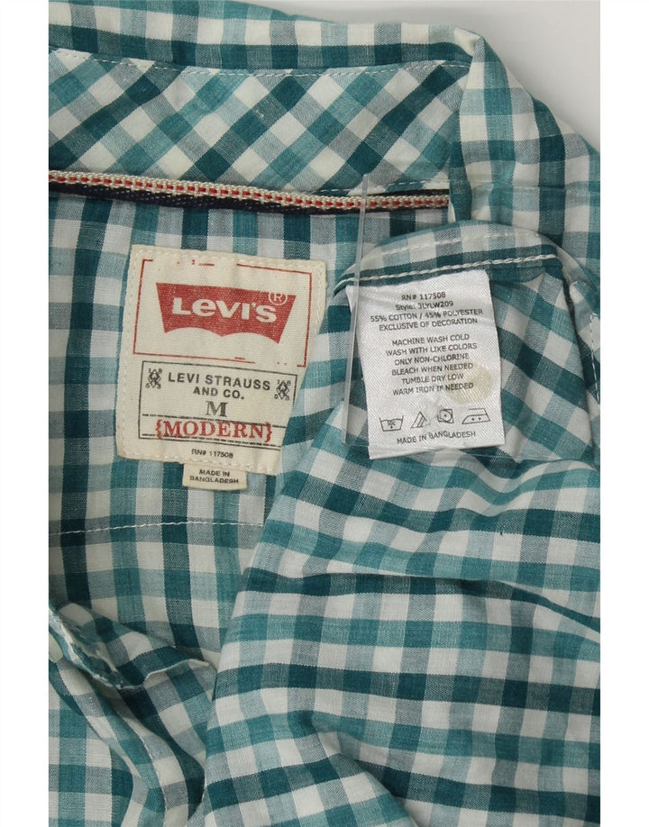 LEVI'S Mens Shirt Medium Turquoise Gingham Cotton Vintage Levi's and Second-Hand Levi's from Messina Hembry 