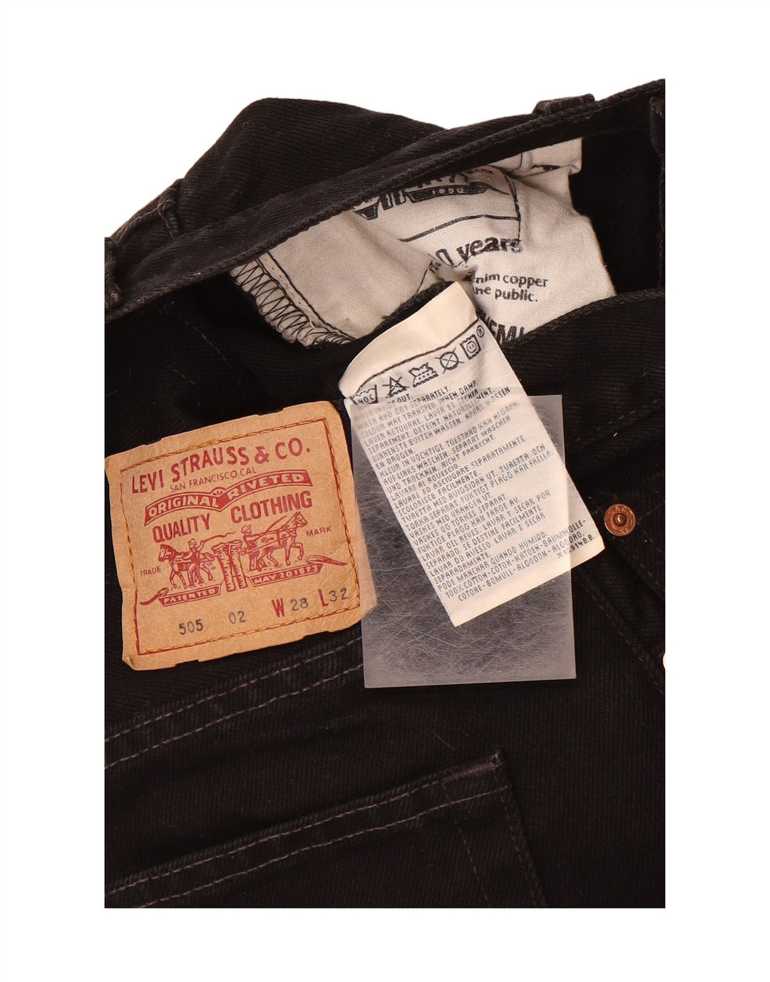 LEVI'S Womens 505 High Waist Straight Jeans W28 L32 Black Cotton