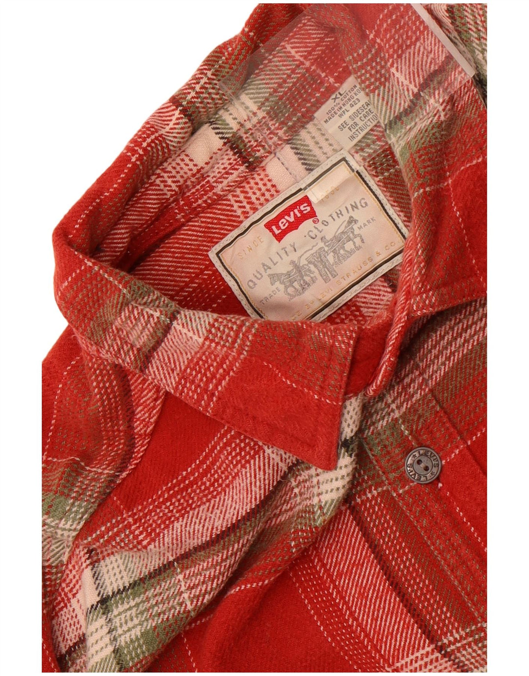 Cămașă de flanel pentru bărbați Levi's XL, bumbac roșu cu carouri