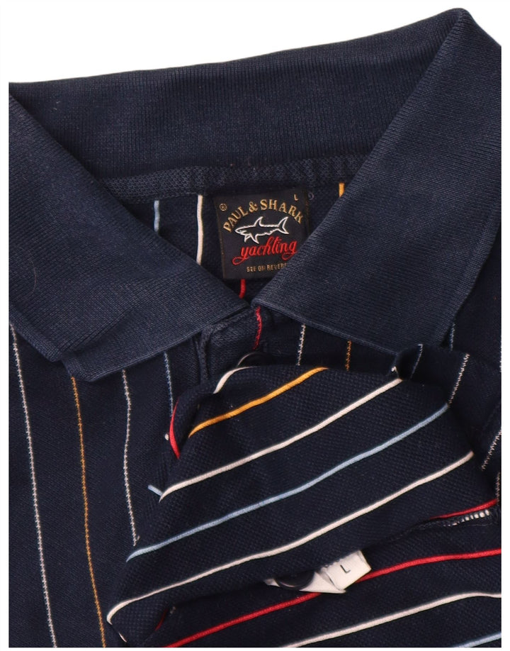 Cămașă polo pentru bărbați Paul & Shark, mare, bleumarin, cu dungi