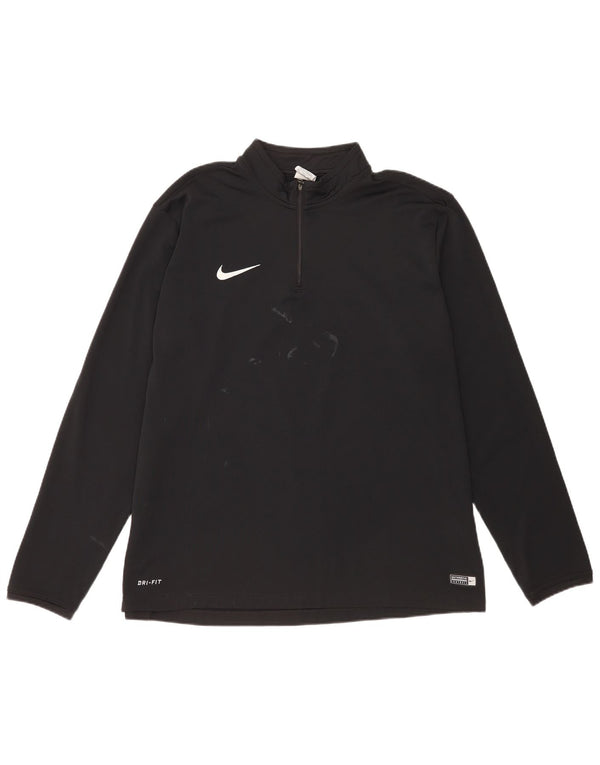 Top de trening pentru bărbați Dri Fit cu fermoar și gât, poliester negru 2XL