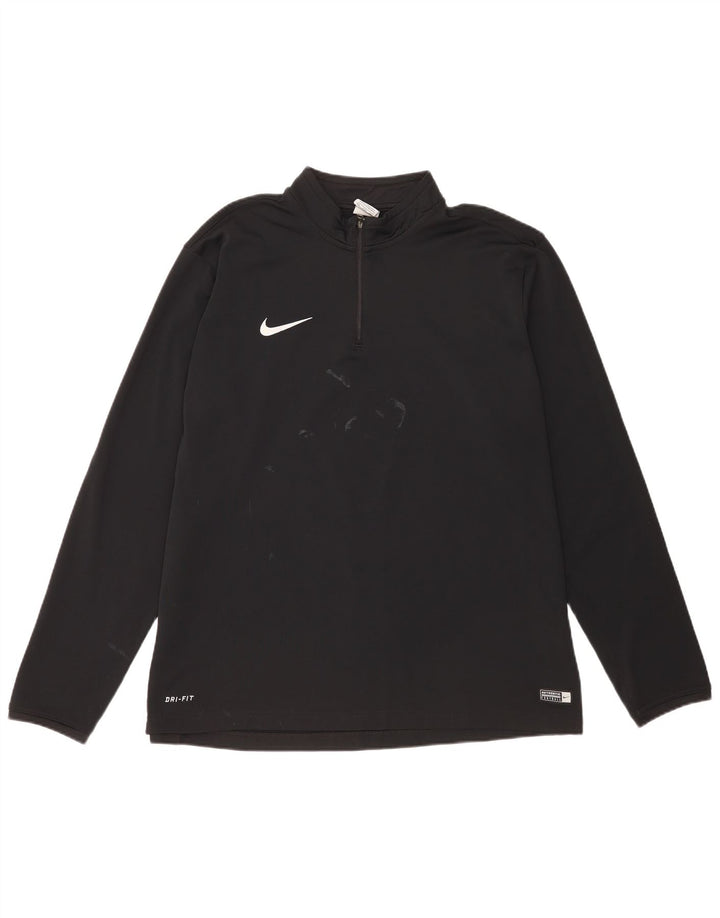 Top de trening pentru bărbați Dri Fit cu fermoar și gât, poliester negru 2XL