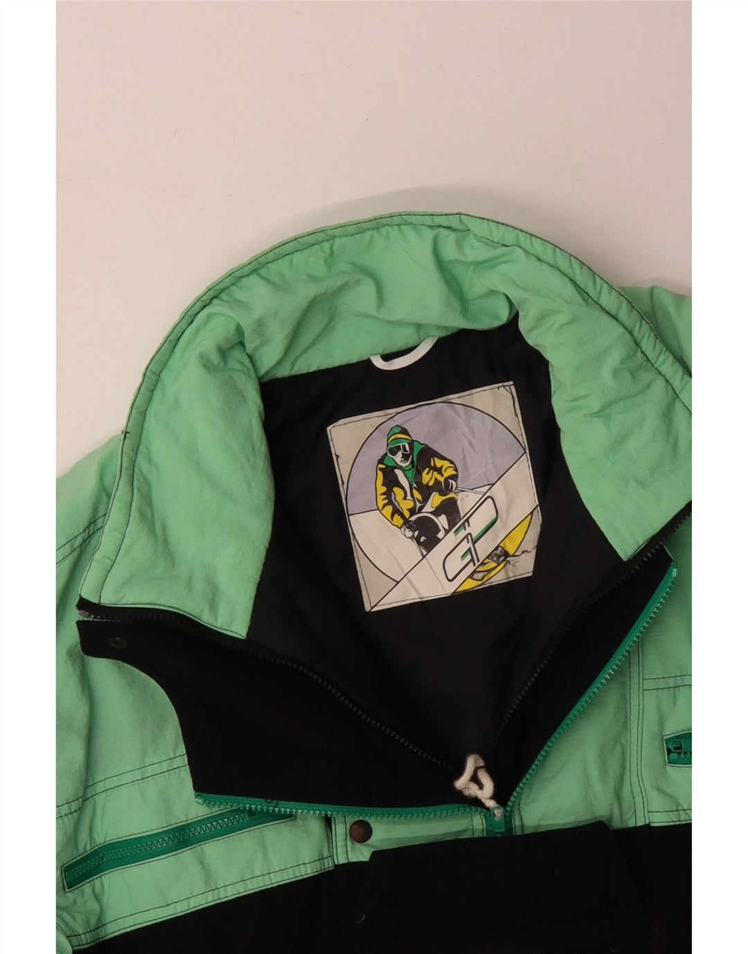 Salopetă de schi pentru bărbați VINTAGE, mare, turcoaz, poliamidă color bloc