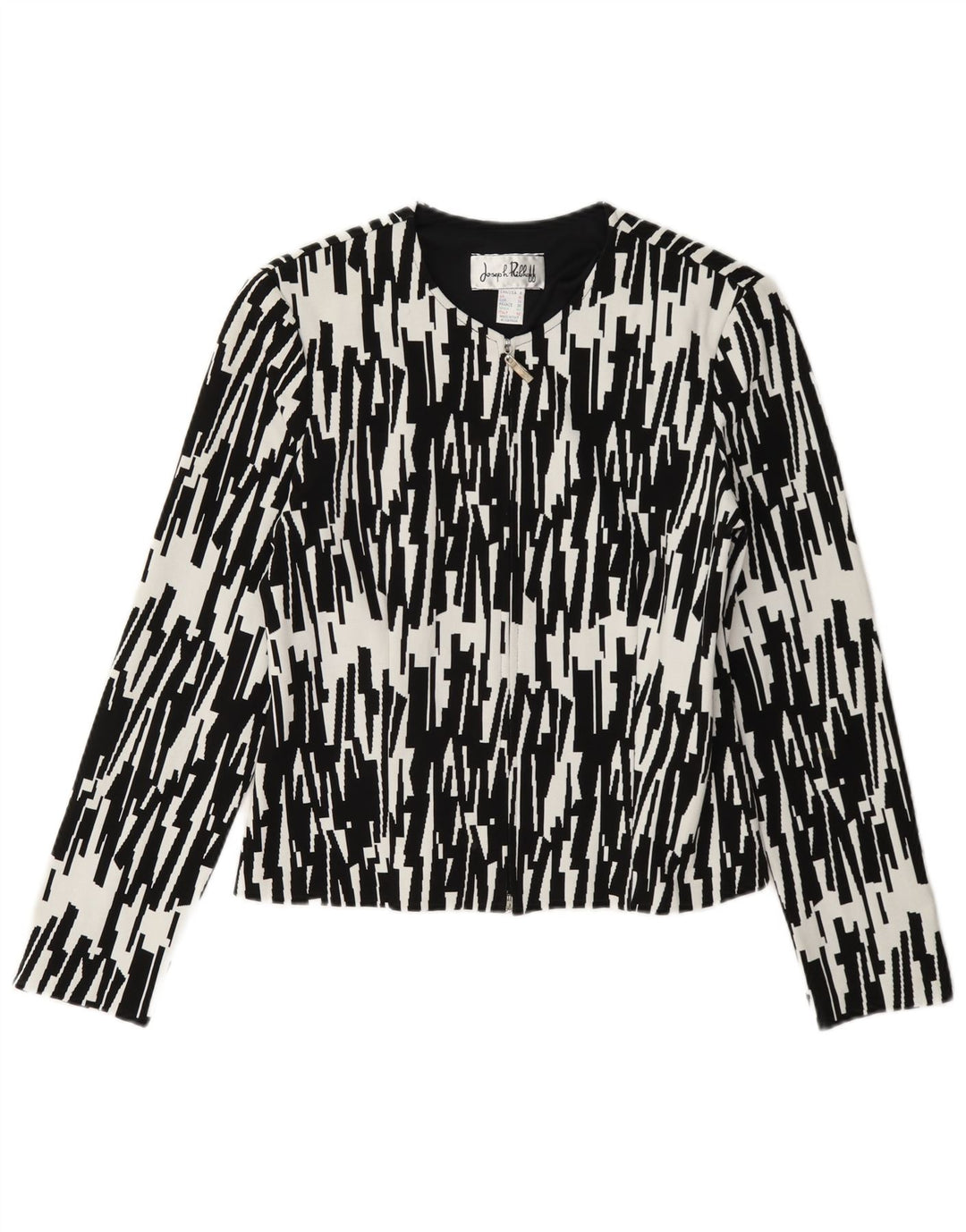 Joseph Ribkoff Jachetă pentru femei cu fermoar complet UK 10 Small Black Geometric