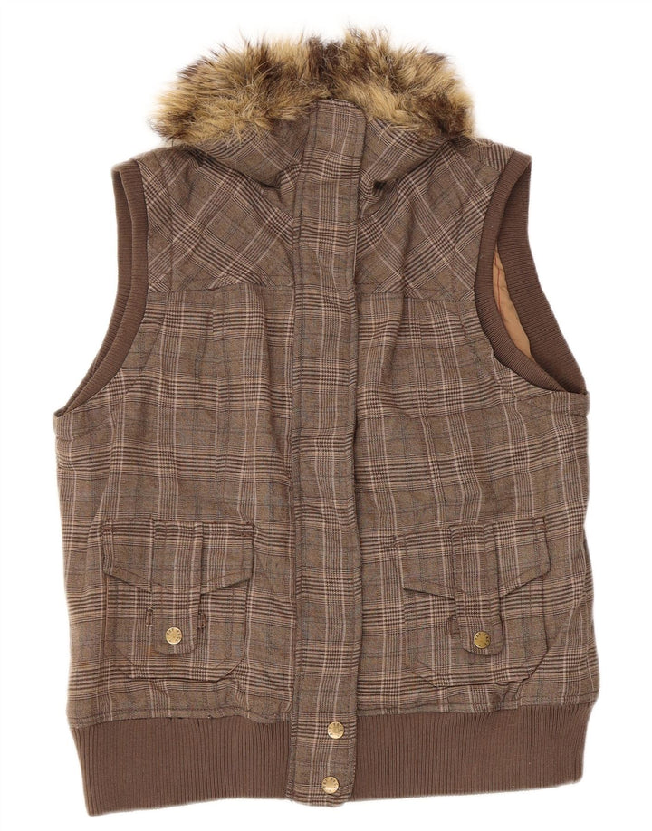 Fat Face Gilet pentru femei UK 12 Medium Brown Houndstooth Poliester