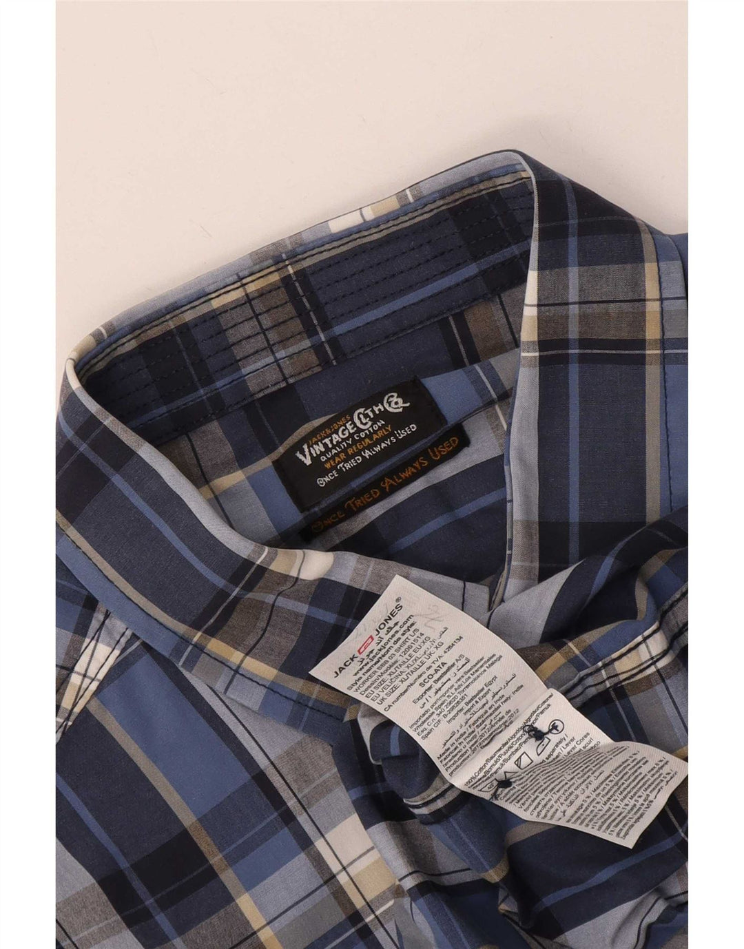 Cămașă pentru bărbați Jack & Jones XL, bumbac cu carouri albastre
