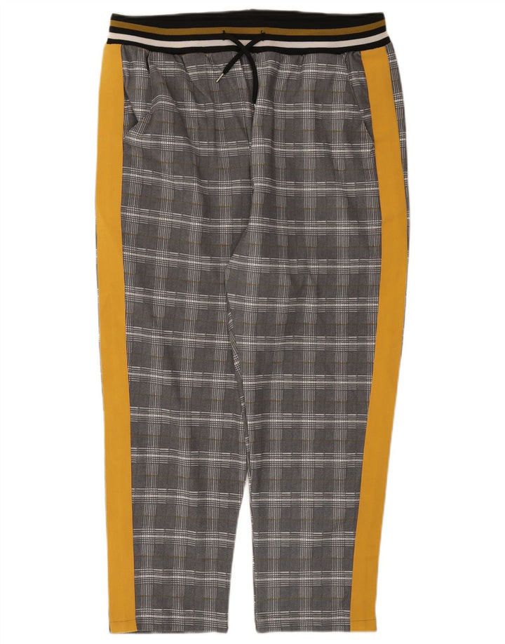 Pantaloni de trening Zara pentru femei Crop UK 14, largi, gri poliester cu carouri