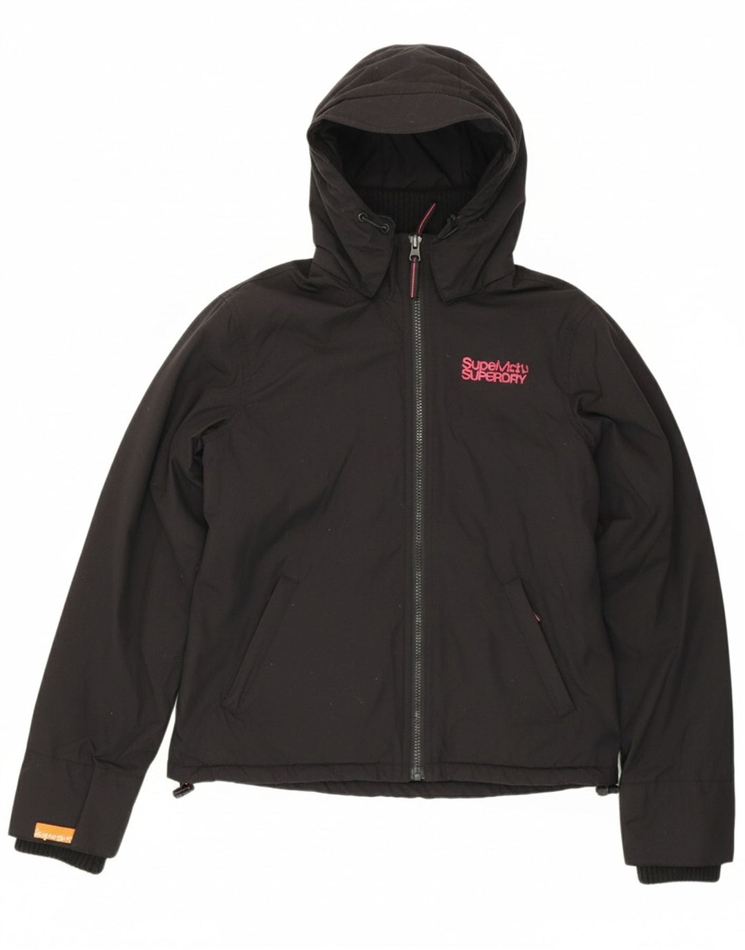 SUPERDRY Womens Hooded Windbreaker Jacket UK 16 Large Black Polyester