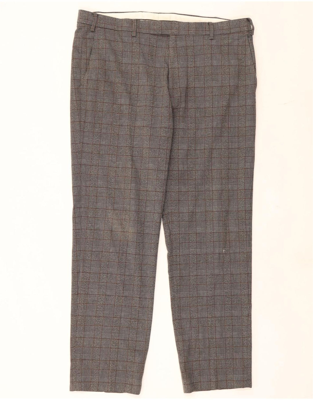 Pantaloni de costum pentru bărbați Marks & Spencer, cu tăiere obișnuită, L38 L31, poliester cu carouri gri