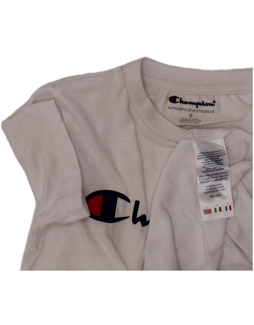 Tricou grafic CHAMPION Băieți Top 4-5 Ani Bumbac Alb