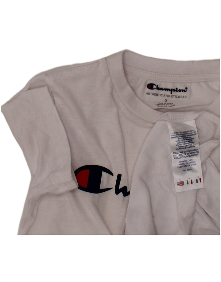 Tricou grafic CHAMPION Băieți Top 4-5 Ani Bumbac Alb