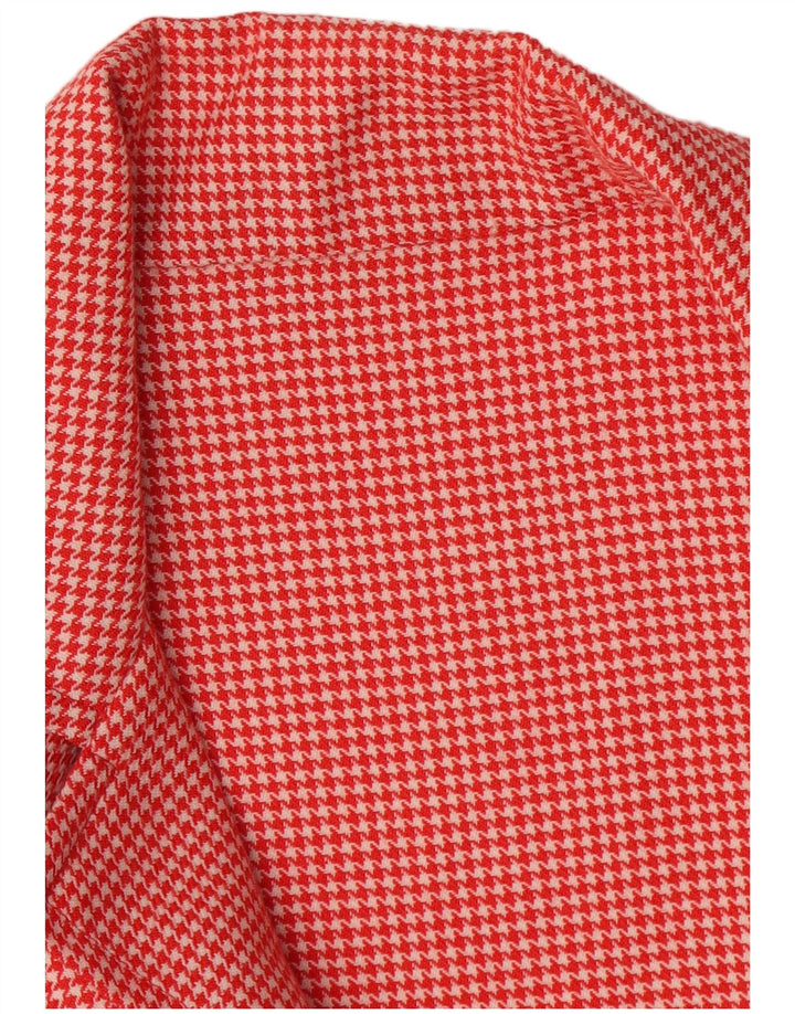 Jachetă vintage pentru femei la dublu piept UK 14 Medium Red Houndstooth