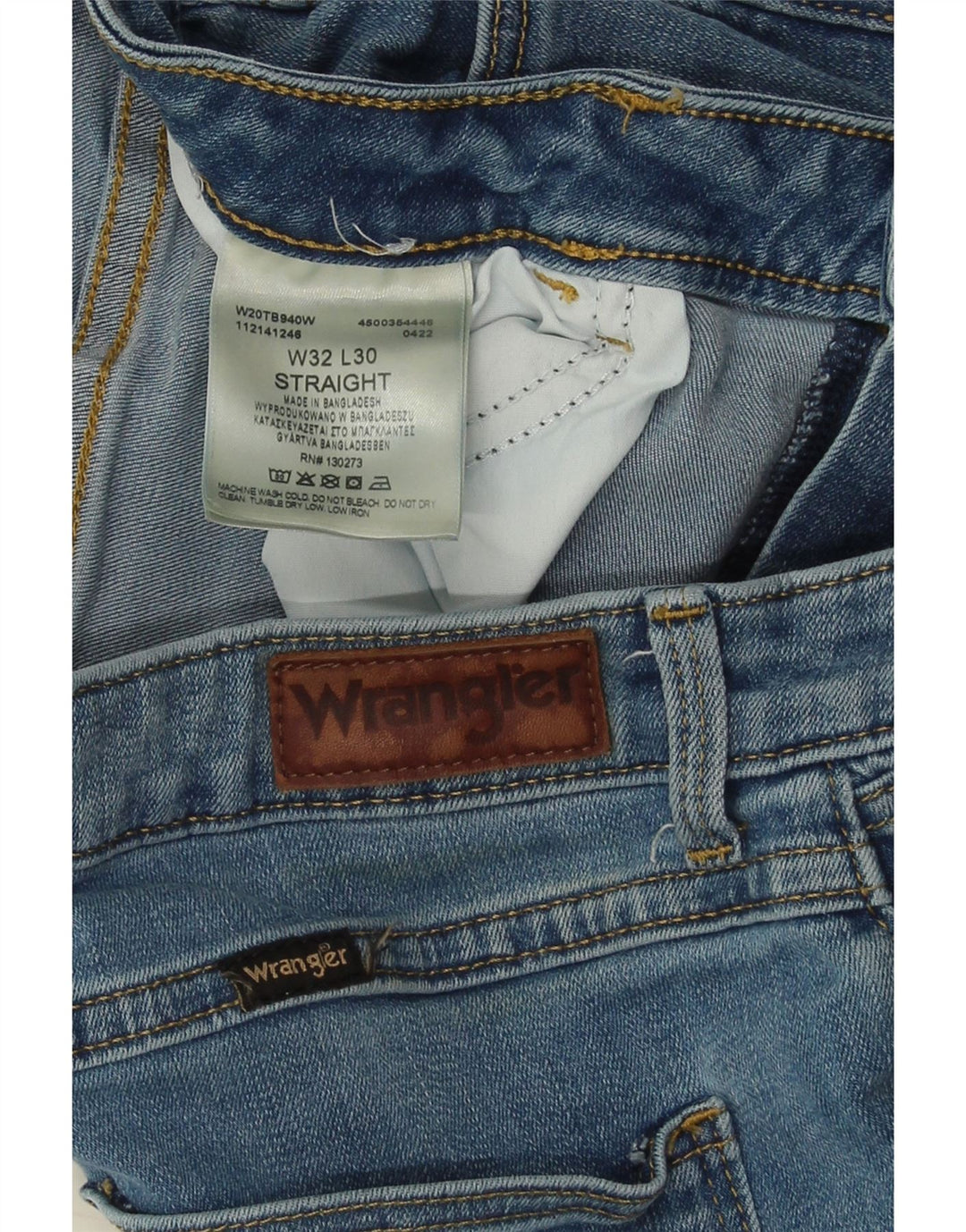 Blugi drepti pentru bărbați Wrangler W32 L30 Bumbac albastru
