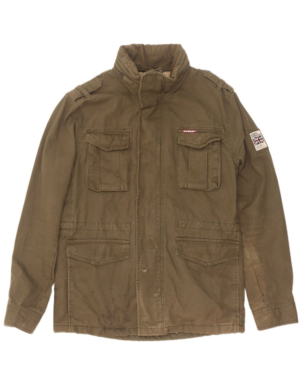 Jachetă militară Sherpa cu glugă Superdry pentru bărbați, UK 40, bumbac kaki mare