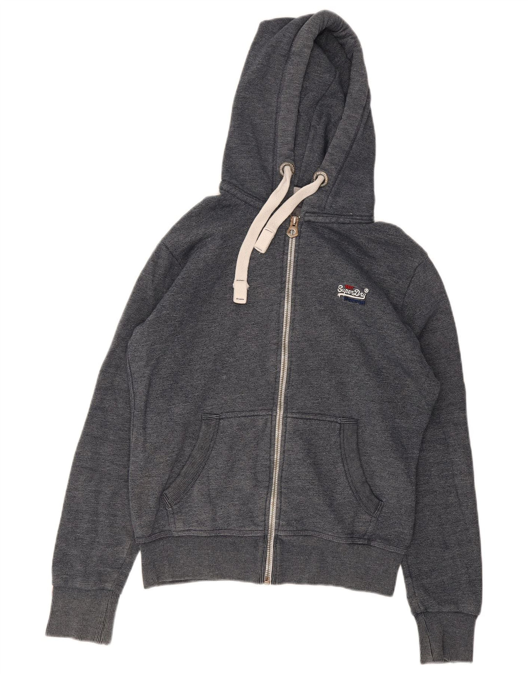 Pulover Superdry pentru bărbați, cu fermoar, bumbac, gri mediu