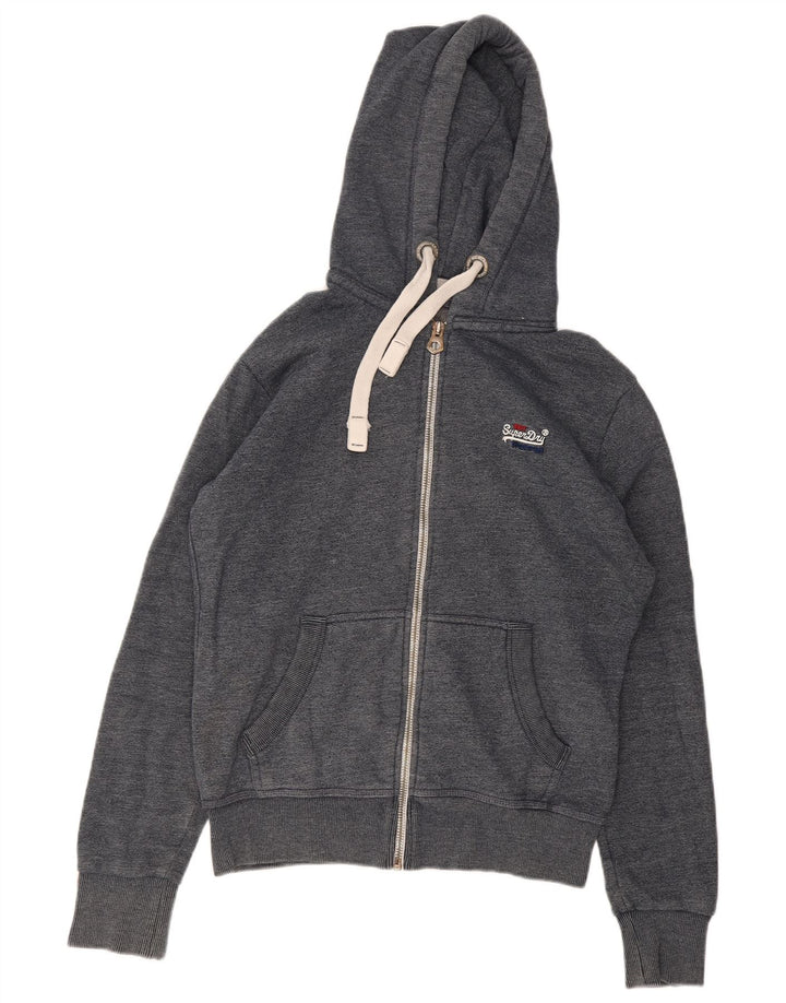 Pulover Superdry pentru bărbați, cu fermoar, bumbac, gri mediu