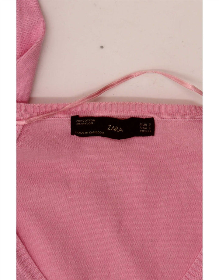 Pulover cardigan pentru femei Zara UK 10 mic roz
