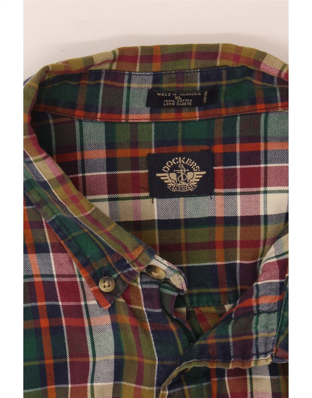 DOCKERS Mens Flannel Shirt XL Multicoloured Check Cotton Vintage Dockers and Second-Hand Dockers from Messina Hembry 