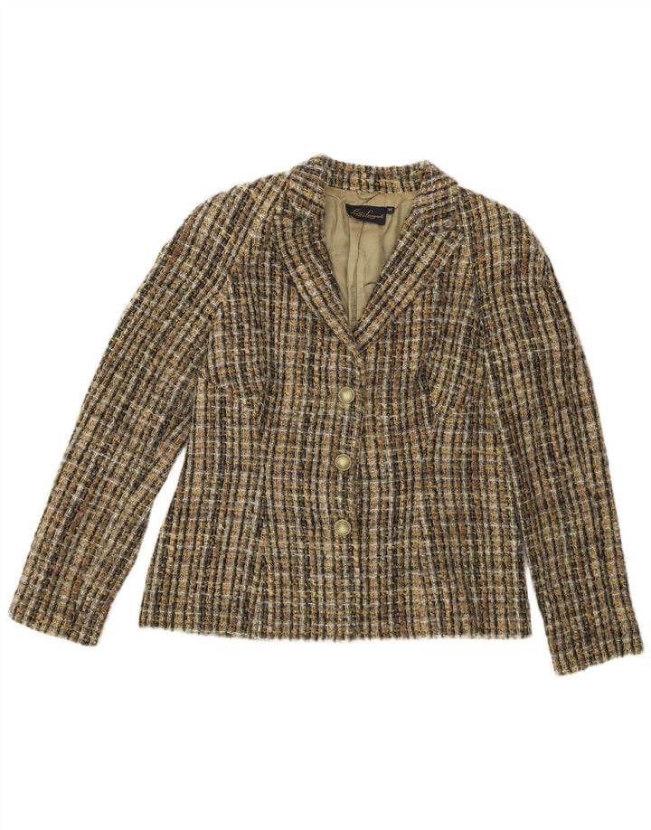 Jachetă pentru femei Luisa Spagnoli, cu 3 nasturi, IT 46 Lână mare cu carouri kaki