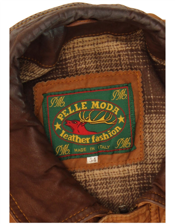 Jachetă din piele intoarsa pentru barbati Pelle Moda IT 54 2XL din piele maro
