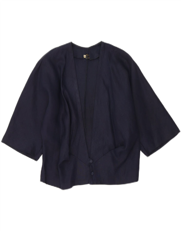 VINTAGE Womens Short Sleeve 2 Button Blazer Jacket IT 44 Medium Navy Blue Vintage Vintage and Second-Hand Vintage from Messina Hembry 