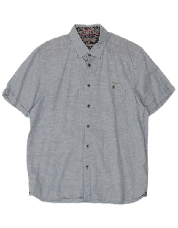 Cămașă cu mânecă scurtă pentru bărbați Ted Baker Mărimea 5 XL Bumbac cu mâneci albastre
