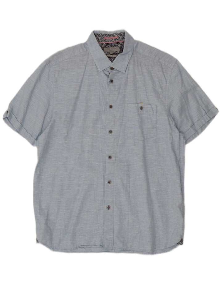 Cămașă cu mânecă scurtă pentru bărbați Ted Baker Mărimea 5 XL Bumbac cu mâneci albastre