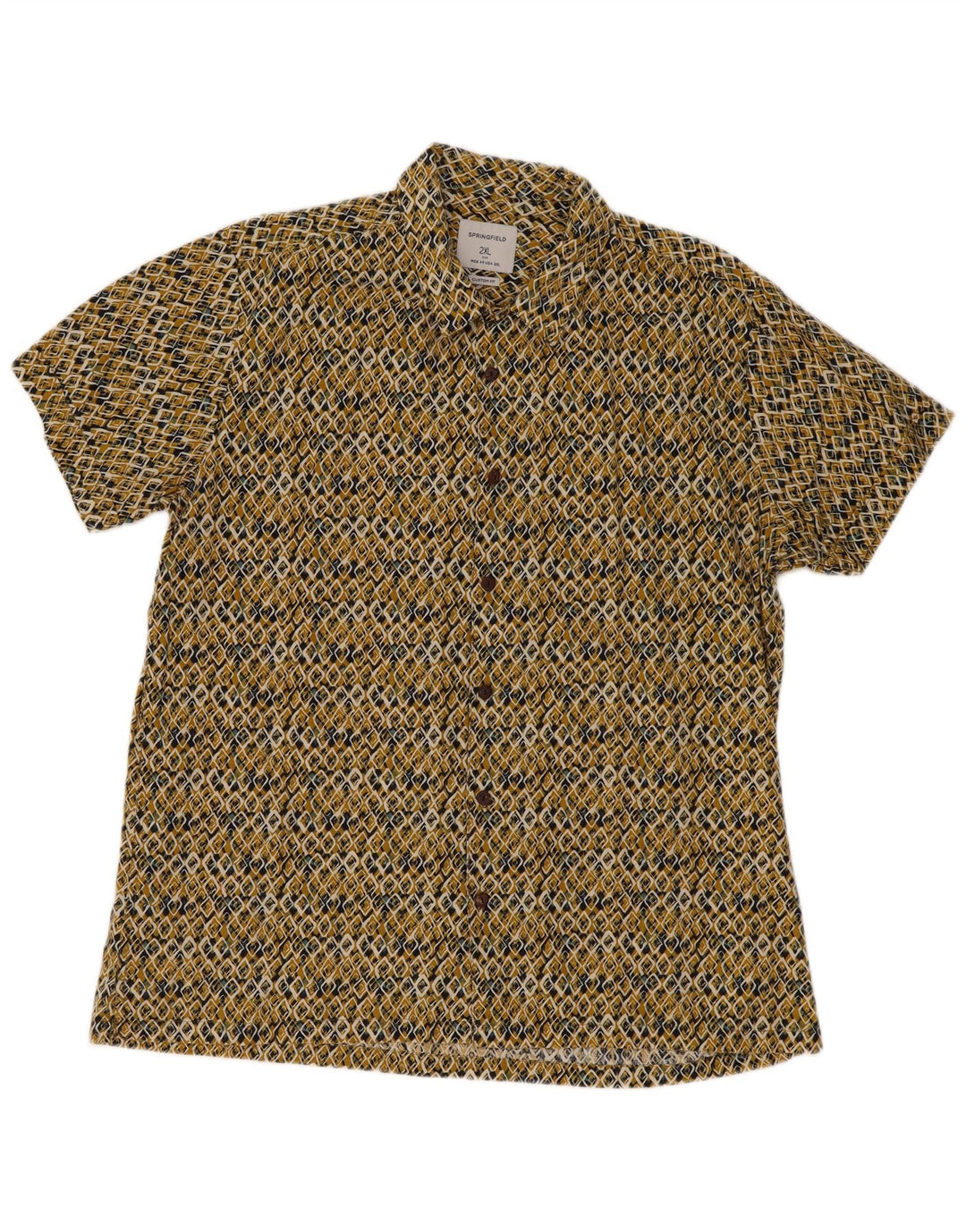 Cămașă Springfield cu mânecă scurtă, personalizată, 2XL, galben geometric