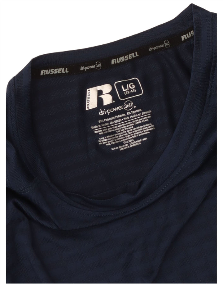 Tricou pentru bărbați Russell Athletic Top mare din poliester cu dungi bleumarin