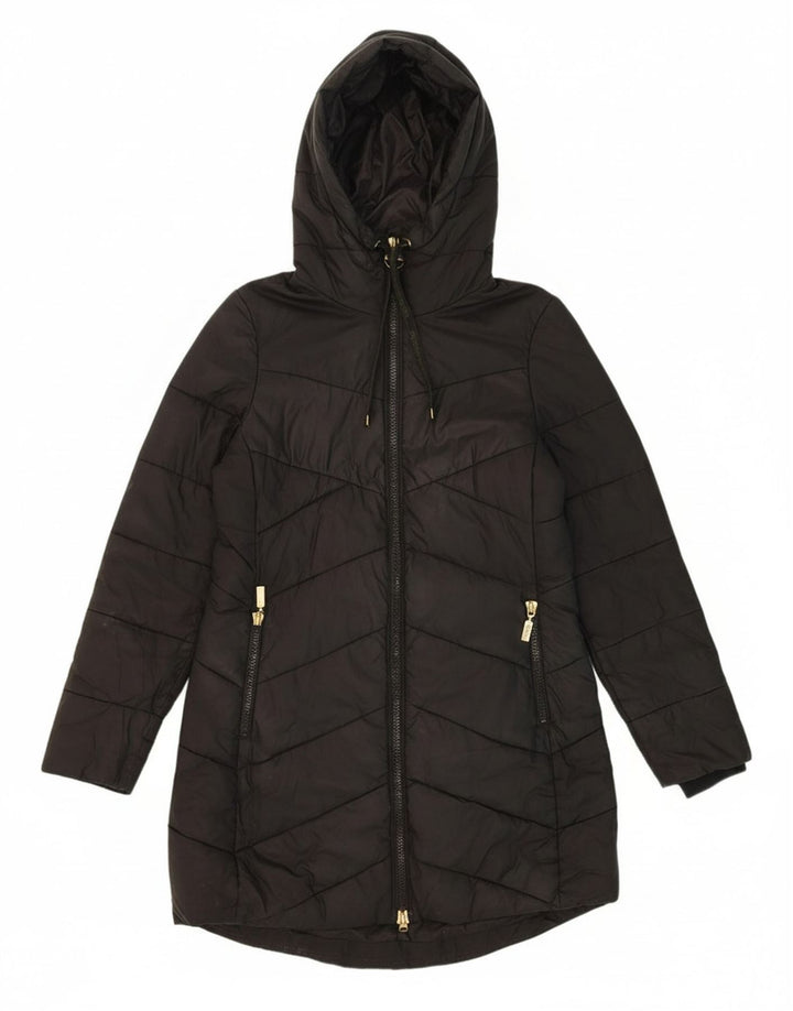 BARBOUR Womens Hooded Padded Coat UK 10 Small Black Polyamide