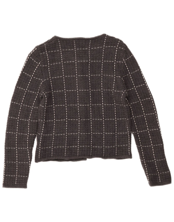 Luisa Spagnoli Pulover Crop Cardigan pentru Damă UK 10 Lână Mic Gri Check