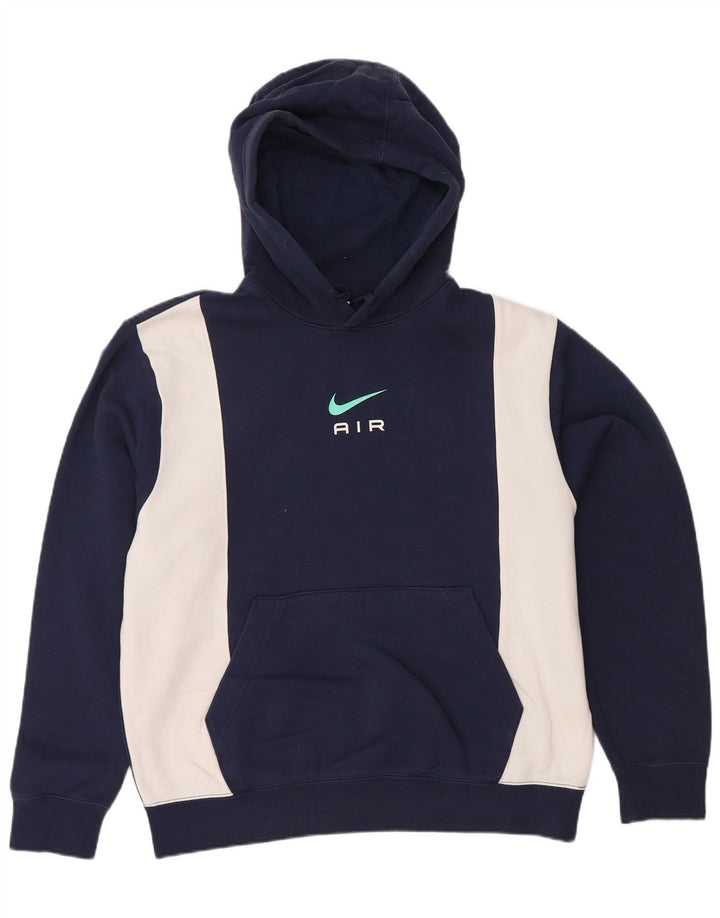 Pulover NIKE pentru bărbați, cu glugă, cu grafică, din bumbac colorblock, albastru bleumarin mediu
