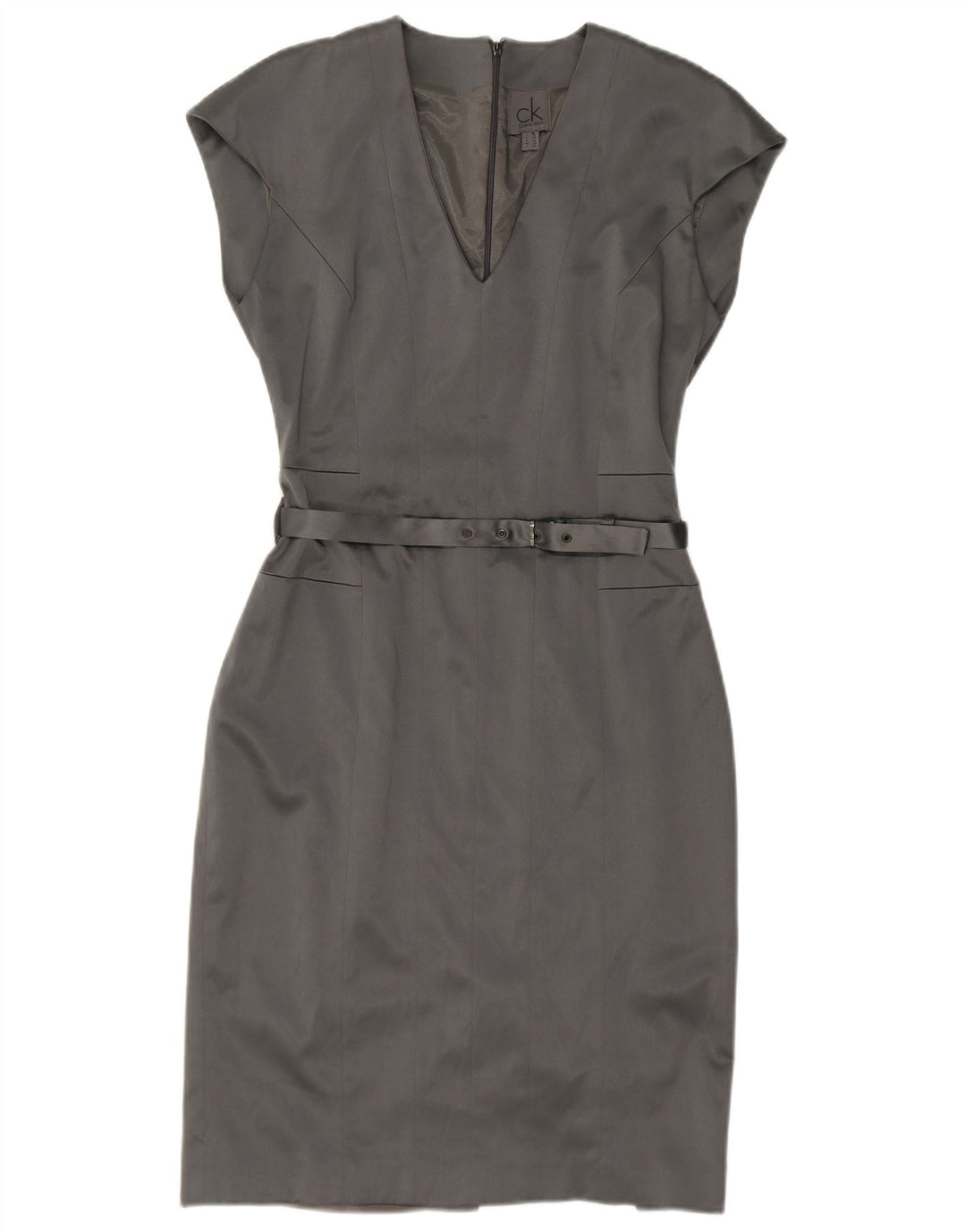 CALVIN KLEIN Womens Sheath Dress UK 10 Small  Grey Polyester