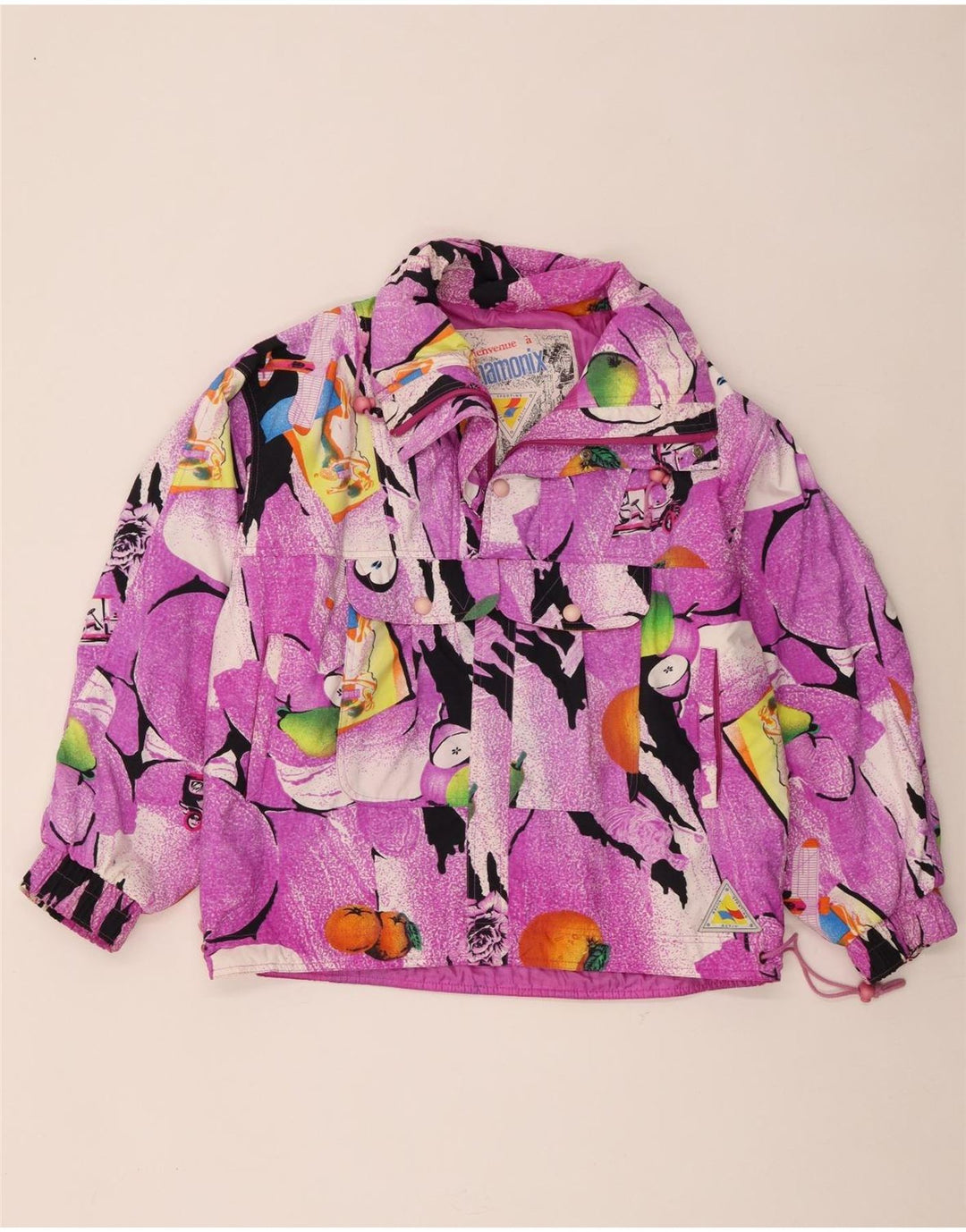 Jachetă Anorak supradimensionată pentru femei Chamonix, cu model abstract, UK 10 Mic violet