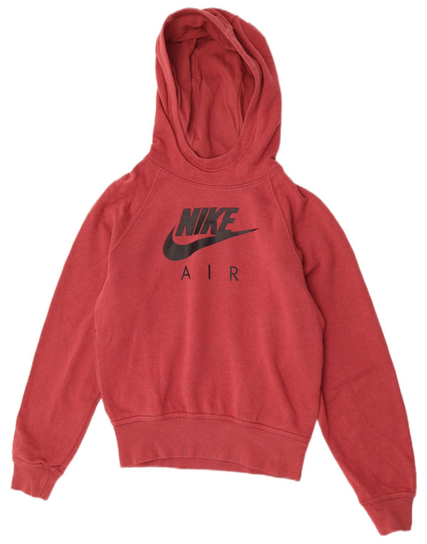 Pulover cu glugă supradimensionat cu grafic Nike pentru femei UK 6 XS Bumbac color bloc roșu