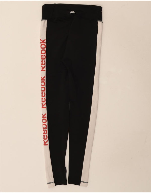 Leggings cu grafică Reebok pentru femei UK 8/10 Small Black Colorblock