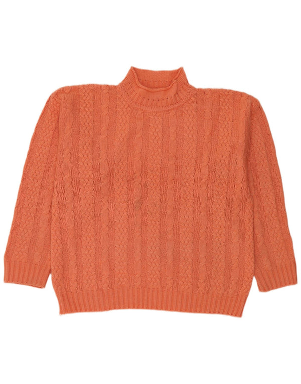 Pulover vintage cu gât țestoasă supradimensionat pentru femei UK 18 XL portocaliu