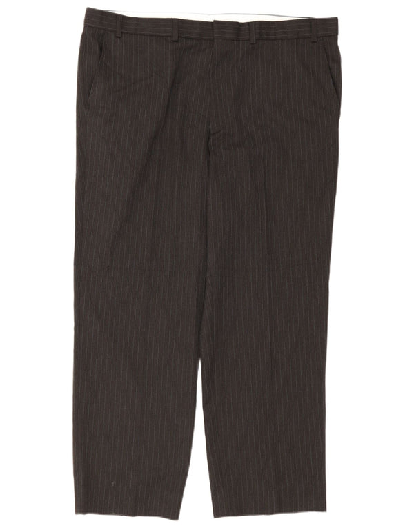 Marks & Spencer Mens Straight Chino Trousers W40 L29 Grey Pinstripe